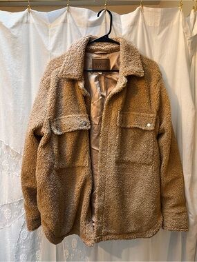 Blank NYC Tan Sherpa Shirt Jacket